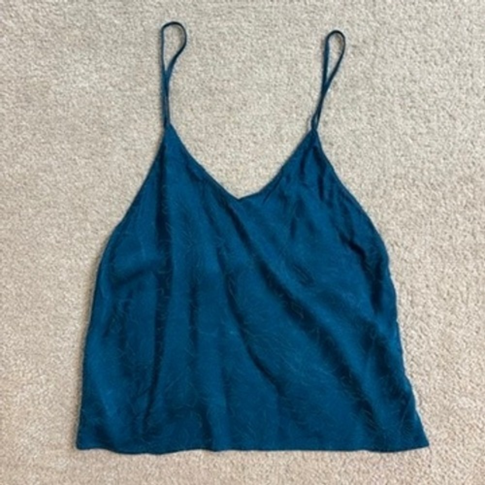 Victoria's Secret Cami Top Floral Print Sleeveless Teal Blue S